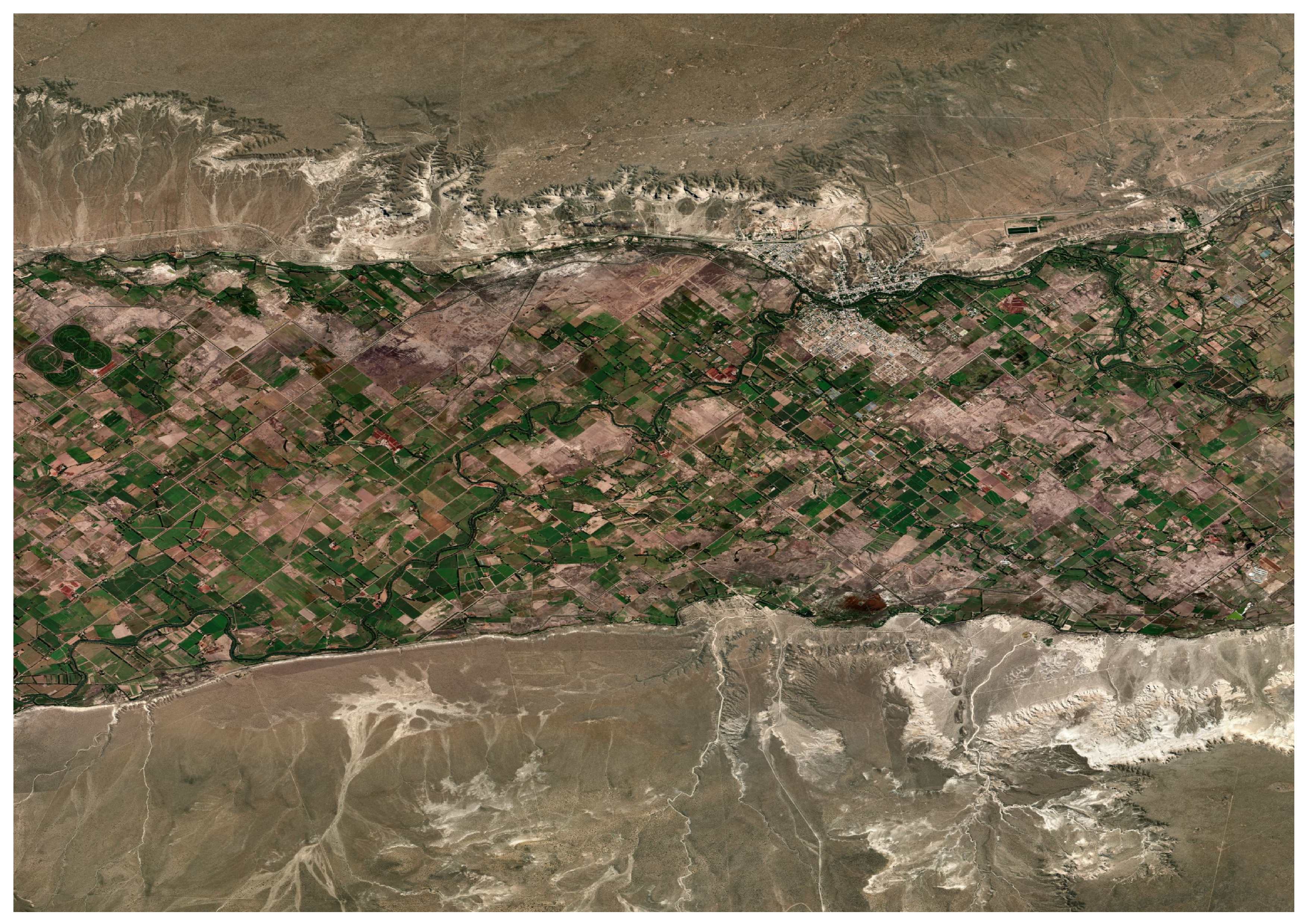 Imagen óptica satelital original de terreno en Chubut - Relevamiento topográfico O'CONNOR agrimensor Trelew